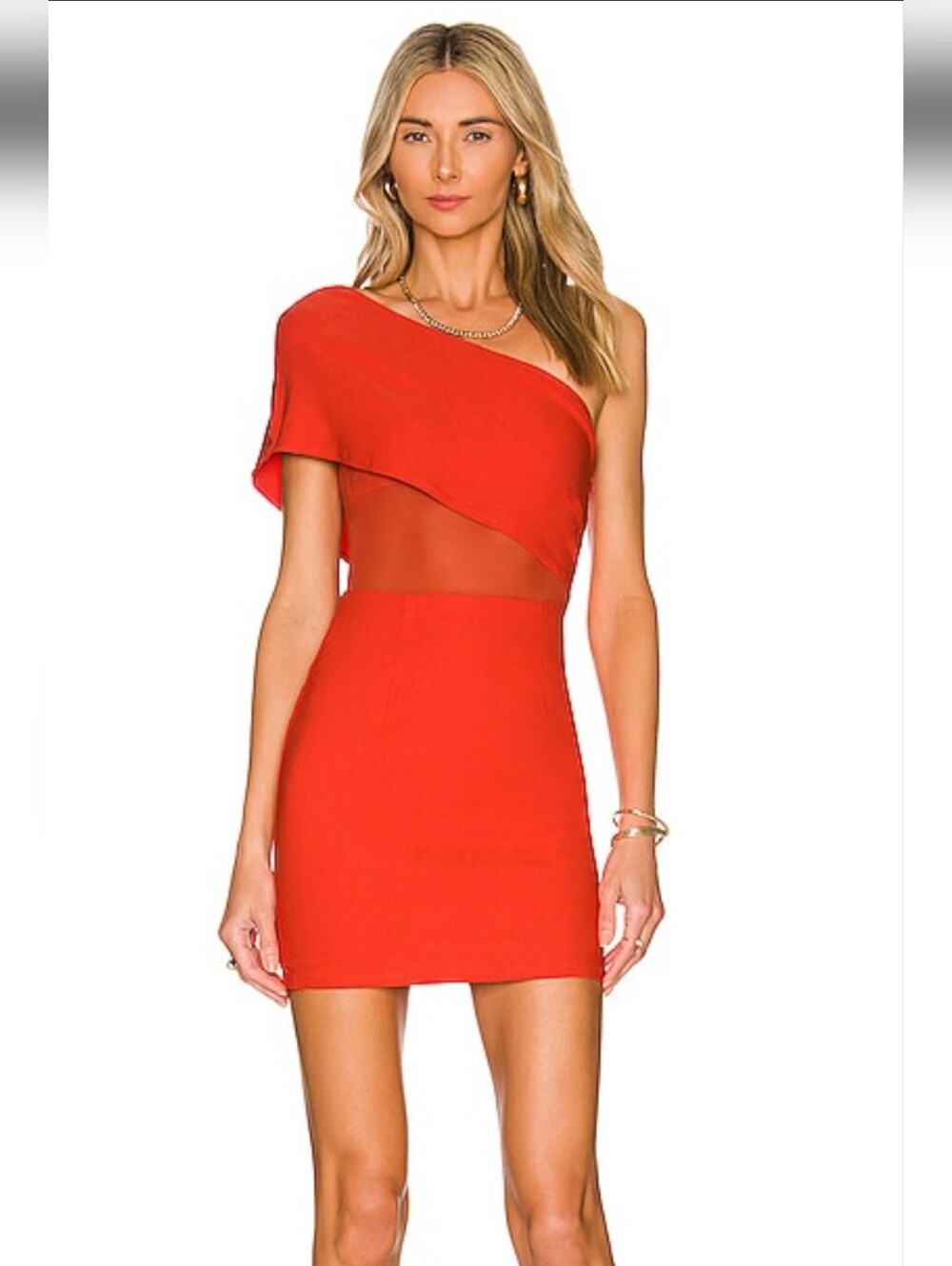 NWT Superdown Danielle Red One Shoulder Mesh Cutout Mini Dress XS